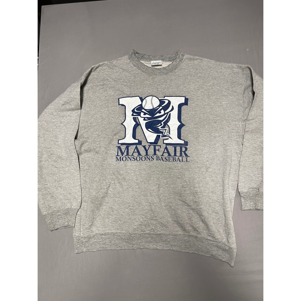 Port and Company Mayfair Monsoons Baseball Sweatshirt Grey Mens XL Long Sleeve